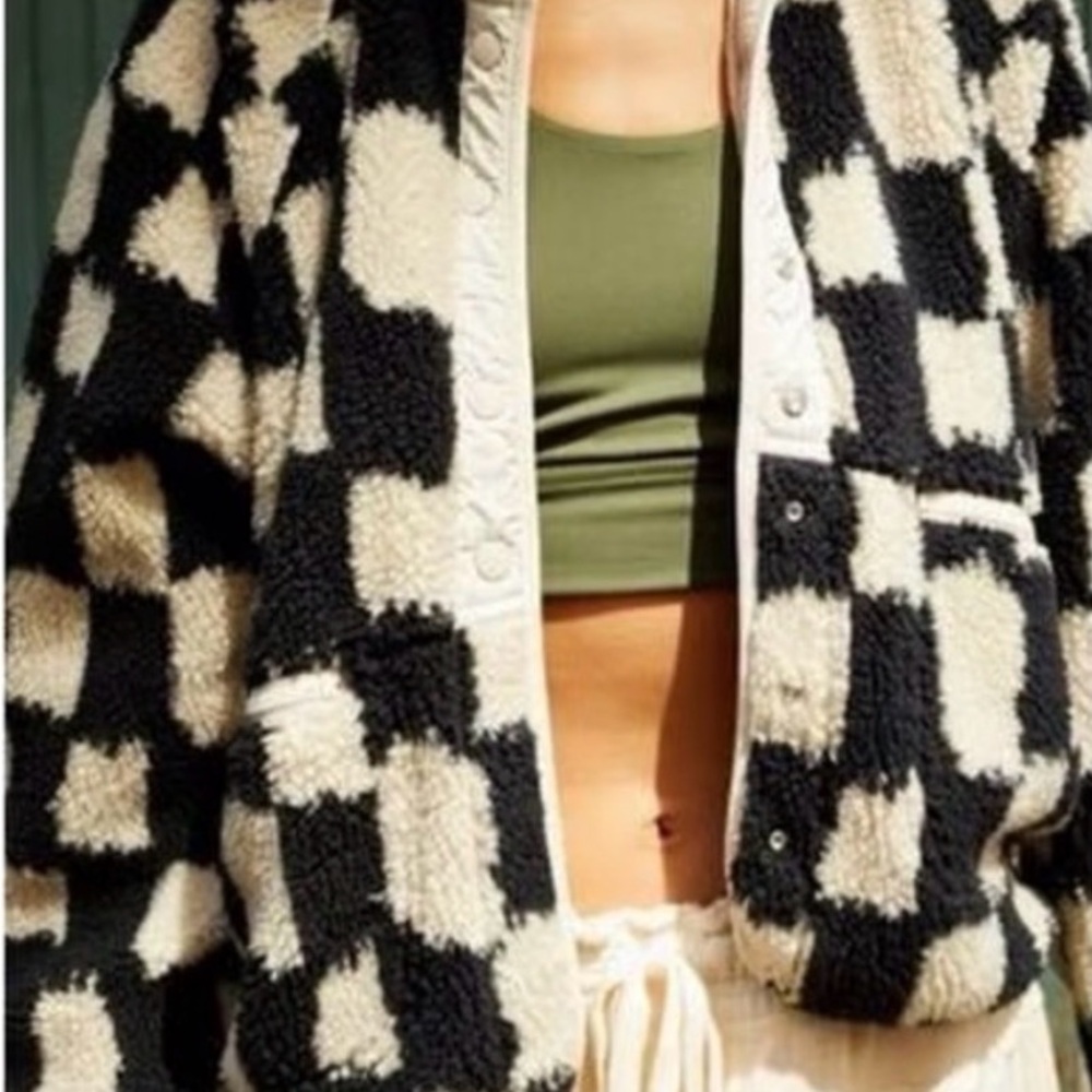 Free People Black and Cream Teddy Jacket